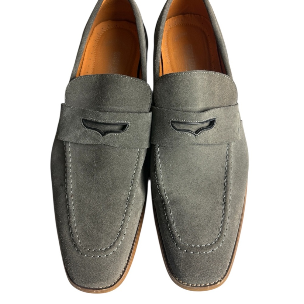 Stacy Adam’s Colfax Suede Penny Loafer Slip On Dress Shoes Gray Men's Size 14